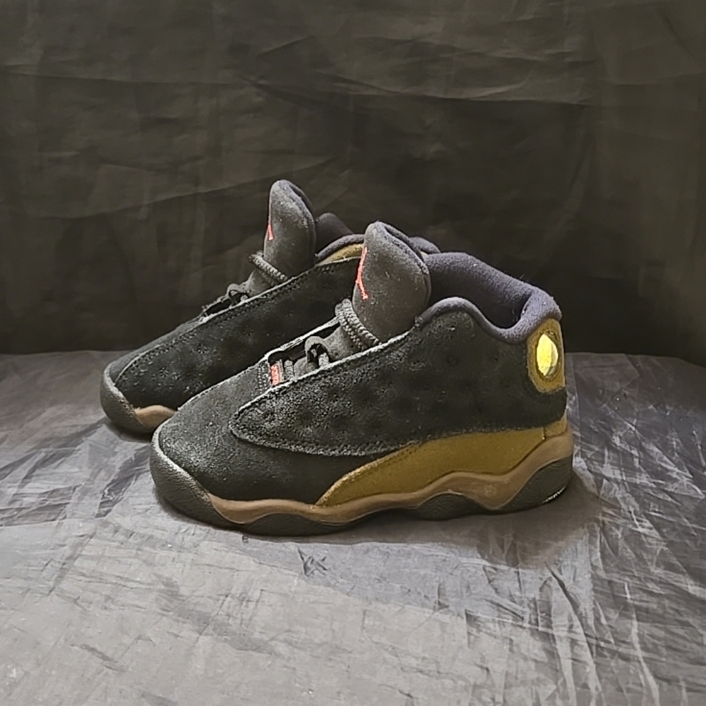 Jordan retro 13. Black and olive. Size 8c toddler